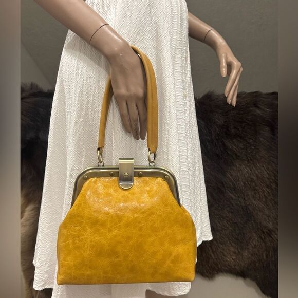 Unique Distressed Leather Handmade Rivet frame Push Lock Purse, Multi Use Style. - Picture 2 of 15